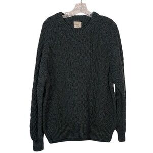 Carraig Donn Aran Islands Irish Wool Fisherman Sweater L Forest Goblincore Prep